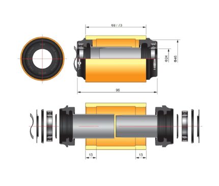 ΜΕΣΑΙΑ ΤΡΙΒΗ FSA MTB MEGAEXO 24MM PF30-46 68/73MM CFMM3 1