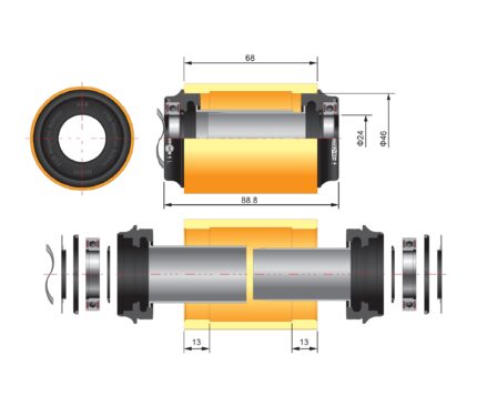 ΜΕΣΑΙΑ ΤΡΙΒΗ FSA ROAD MEGAEXO 24MM PF30-46 68MM CFM3-46 1
